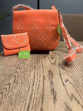 NWT Vera Bradley Coral Laser Cut Crossbody & Wallet Set
